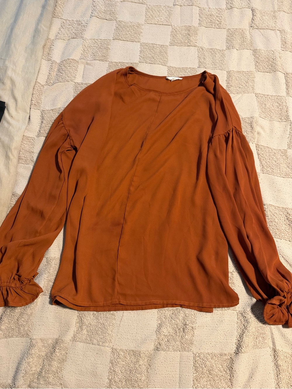 entro Rust Orange Long Sleeve Puff Sleeve Blouse